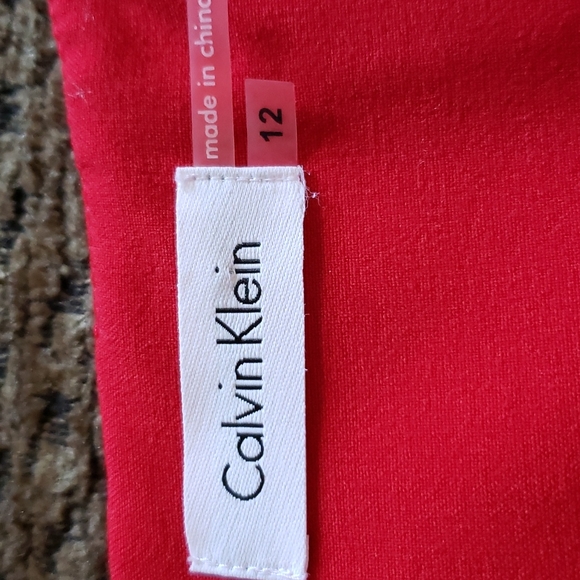 Red Calvin Klein Belted Midi Dress - Picture 5 of 7